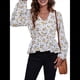 thumbnail image 3 of Blusa de Larga para Mujer, Estilo Babydoll, Ligera, de Poliéster, con Cuello en V y Mangas Abullonadas Amarillo M, 3 of 10