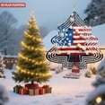 thumbnail image 4 of Patriotic Metal Hanging Christmas Tree Wind Spinner - American Flag Design with White Roses for Garden & Yard Decor, 4 of 7