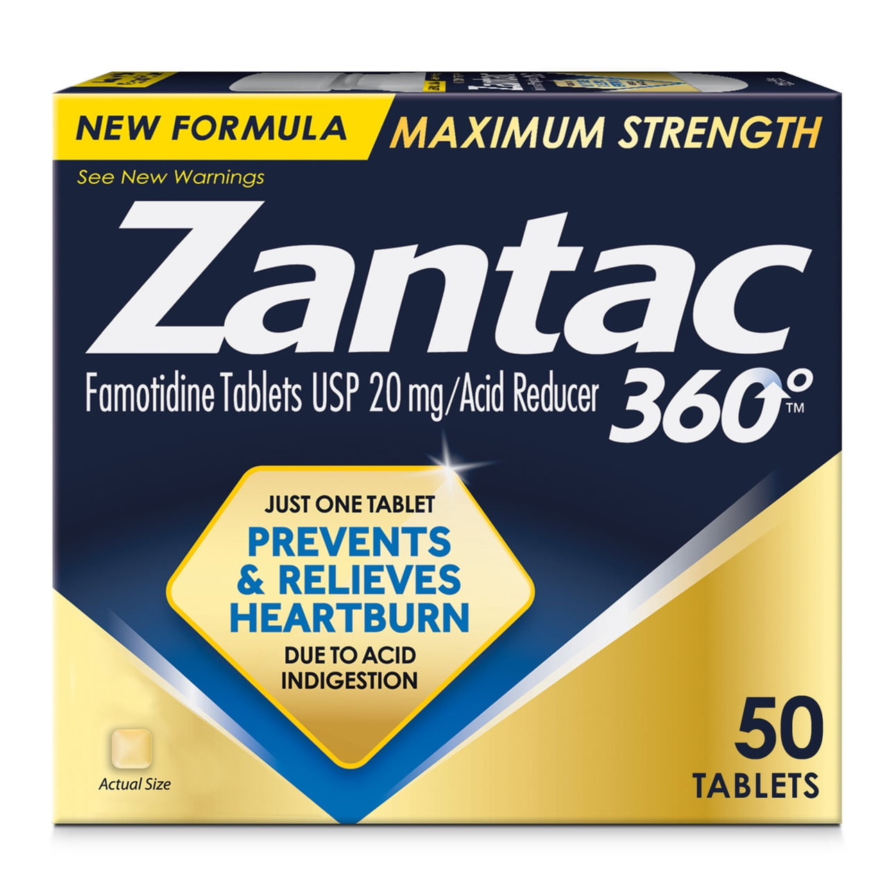 Zantac 360 Maximum Strength Tablets Heartburn Prevention & Relief 50Ct