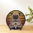 thumbnail image 6 of Picia Pug dog Yoga Pattern Bone China Decorative Plate – Wall Decor with Stand and Adhesive, Elegant Ornament for Living Room, Office, or Entryway-6in, 6 of 6