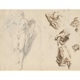 thumbnail image 3 of Francesco Fontebasso 24x19 Black Modern Framed Museum Art Print Titled - Apollo and Studies of the Artist's Own Hand (Recto) (1730-1732), 3 of 5