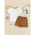 thumbnail image 4 of Suealasg 2Pcs Baby Boys Clothes Short Sleeve Letter Print T-Shirt Tops + Elastic Waist Shorts Set 6M 1T 2T 3T Toddler Summer Outfits, 4 of 7