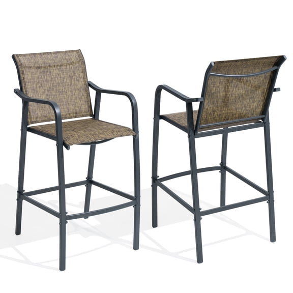 Crestlive Products 28.74" Metal Outdoor Bar Height Stool (Set of 2)