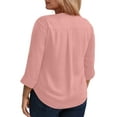 thumbnail image 3 of WellSize 3/4 Roll Sleeve Work Shirts for Women Plus Size Tunic Tops Flowy V Neck Button Down Blouses with Pockets, 3 of 8