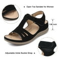 thumbnail image 3 of SHIBEVER Womens Wedge Sandal Velcro Open Toe Summer Beach Bohemia Wedges Comfort Wedge Heel for Ladies Elegant Black Shoes 2024, 3 of 5