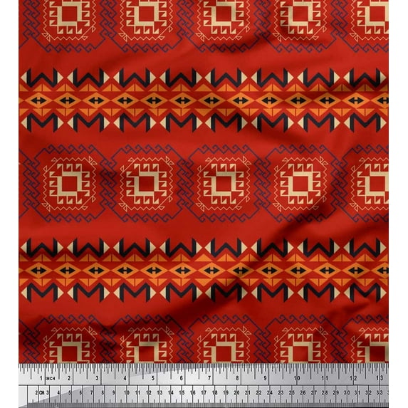 Soimoi Cotton Duck Fabric Geometric African Printed Craft Fabric by the Yard 56 Inch Wide