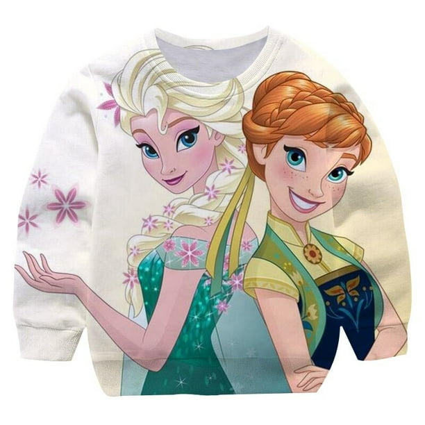 Sudaderas de Disney Frozen 2 Elsa para niñas, abrigo de algodón Anna, jerséis de manga larga, Tops para bebés, ropa de primavera y otoño para niños, 12T Gao Jinjia LED