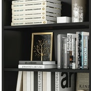 Homfa 74.3” Double Wide 6-Tier Bookcase, Extra Large Wooden Freestanding Display Bookshelf for Home Office Living Room, Black
