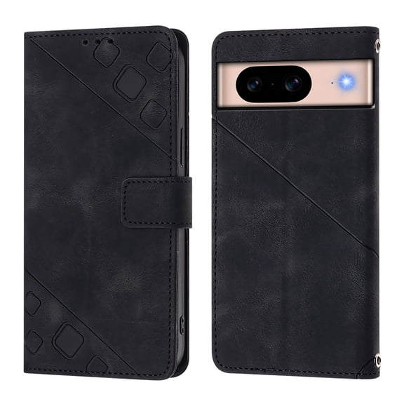 Soft skin-feel embossed PU leather Phone Case For Google Pixel 8A, Flip Cover with Card Holder, Kickstand, Magnetic Closure.S01