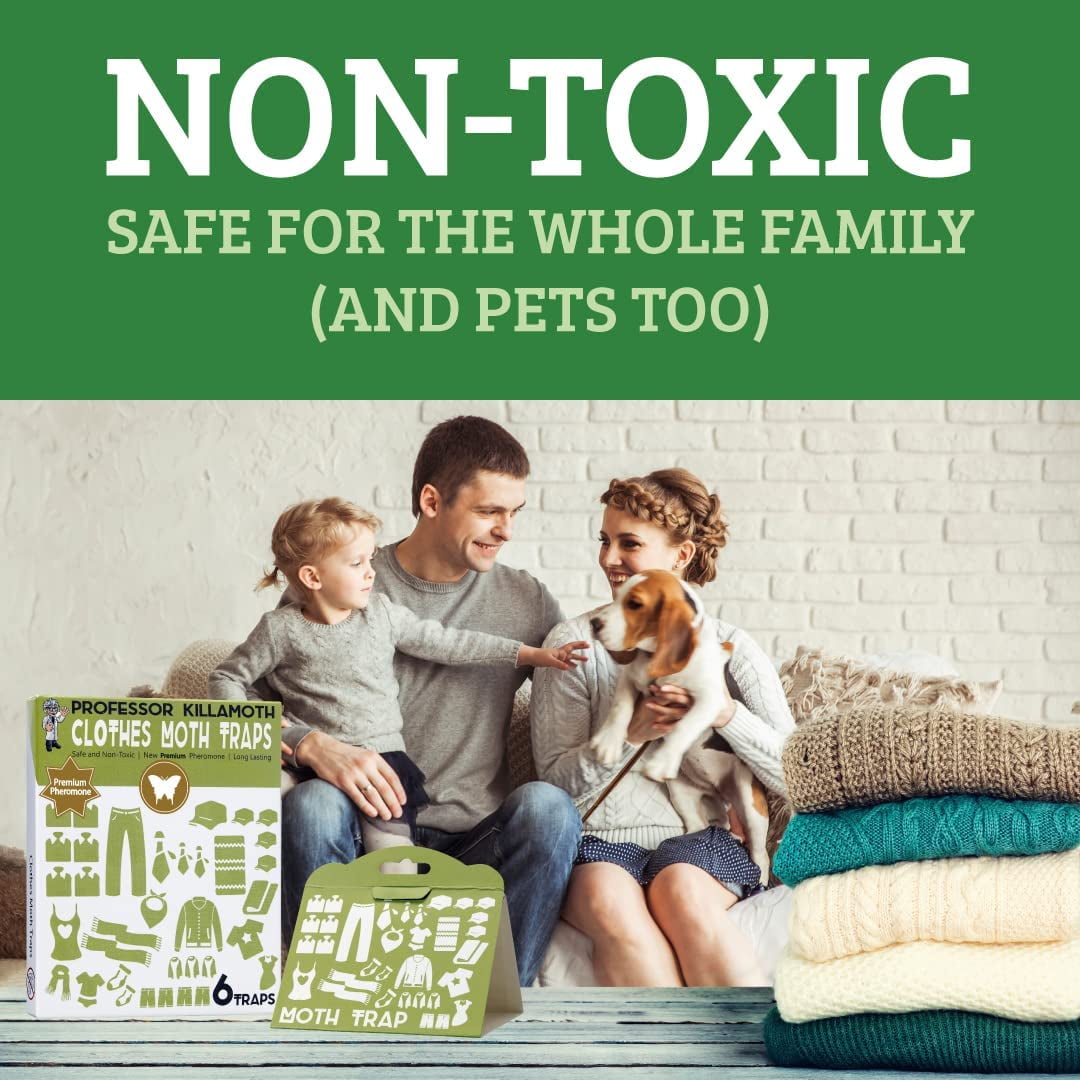 Industrial Strength Clothes Moth Traps – Safe, Non-Toxic Closet Moth Prevention for Clothes & Wool – eromone Traps for House & Wardrobe Protection – 6 Pack