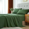thumbnail image 6 of Davulos Twin Size 3 Piece Sheet Set,Breathable & Cooling Bed Sheets Set,Hotel Luxury Bedding for Women Men,Wrinkle Fade Stain Resistant,Dark Green, 6 of 7