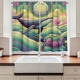 thumbnail image 2 of Ambesonne Nautical Kitchen Curtains, Whale and Turtle Hippie, 55"x30", Seafoam Purple and Pink, 2 of 3