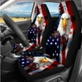 thumbnail image 2 of Binienty Bald Eagle American Flag Car Seat Covers Front And Back Full Set 14 Pieces Automotive Seat Covers with Armrest Cover 15 Inch Steering Wheel Cover Non Slip Universal Highback Bucket Seats, 2 of 8