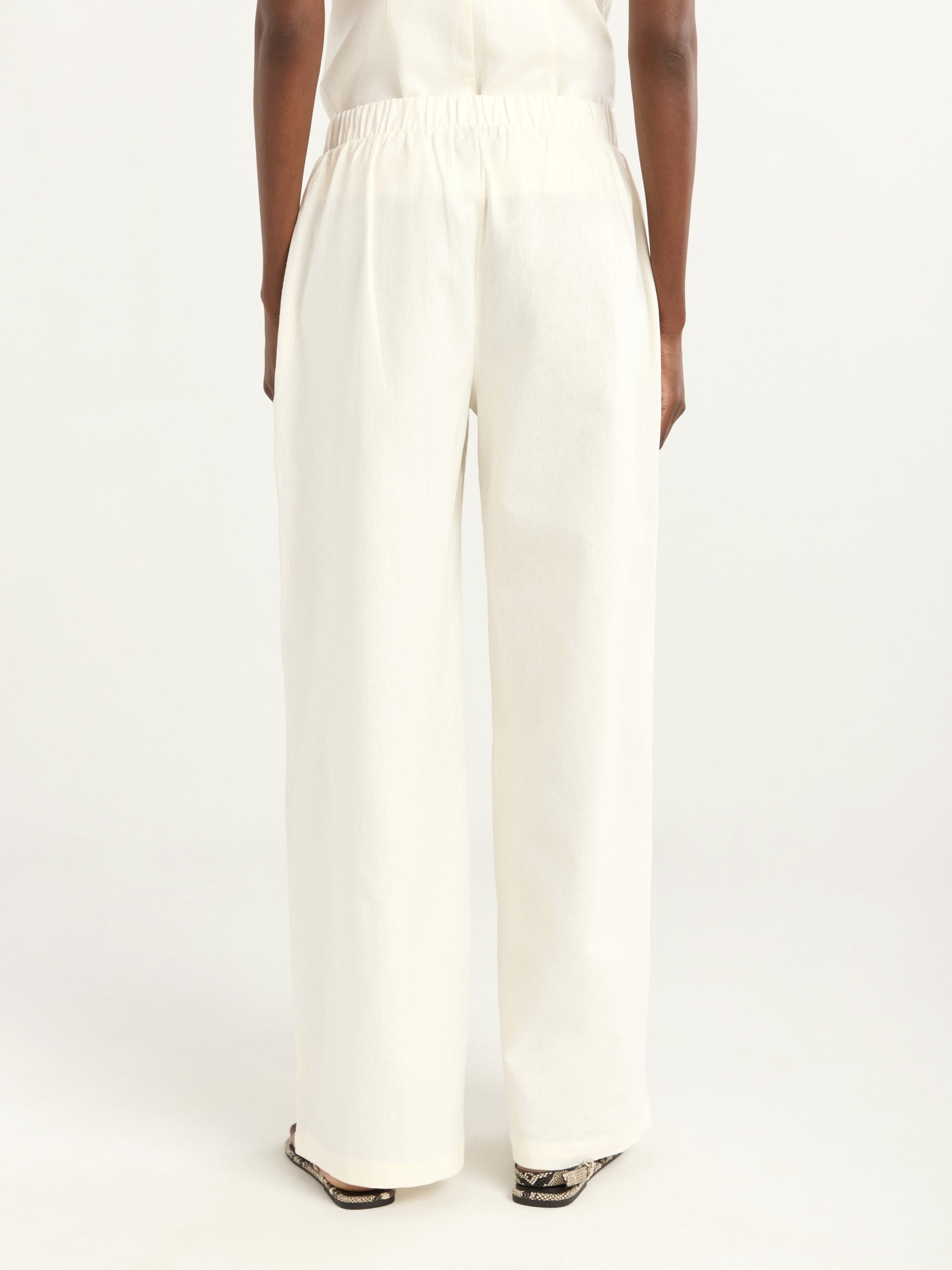 Scoop Women's Linen Blend Wide Leg Pants, 32" Inseam, Sizes XS-4X