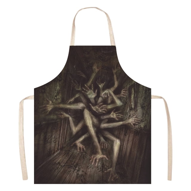 CRCMURE Apron Sleeve Horrifying Halloween Apron Set: Family Friendly Bib & Neck Cover For Festival Decor