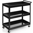 thumbnail image 4 of Resenkos 3-Tier Utility Cart Metal Mental Storage Service Trolley-Black, Kitchen Island, Island Table for Kitchen,Dinning Room, 4 of 9