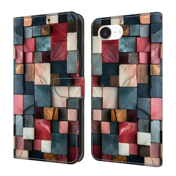 Case For IPhone 16e / 17e Crystal Material Painted Pattern With Multi-Card Holder Bills Slot, PU Leather Magnetic Wallet Case,Colorful,For iPhone 16e / 17e