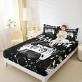 thumbnail image 4 of jejeloiu Gamer Gaming Twin Sheet Sets,Modern Video Game Twin Fitted Sheet,Silver Splatter Ink Flat Sheet For Kid Boy,Lightweight Room Decorative,3 Pieces, 4 of 7