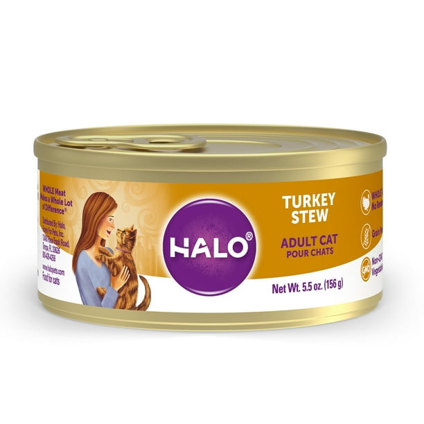 Halo Grain Free Natural Wet Cat Food Turkey Recipe 5 5 Ounce Can Walmart Com Walmart Com