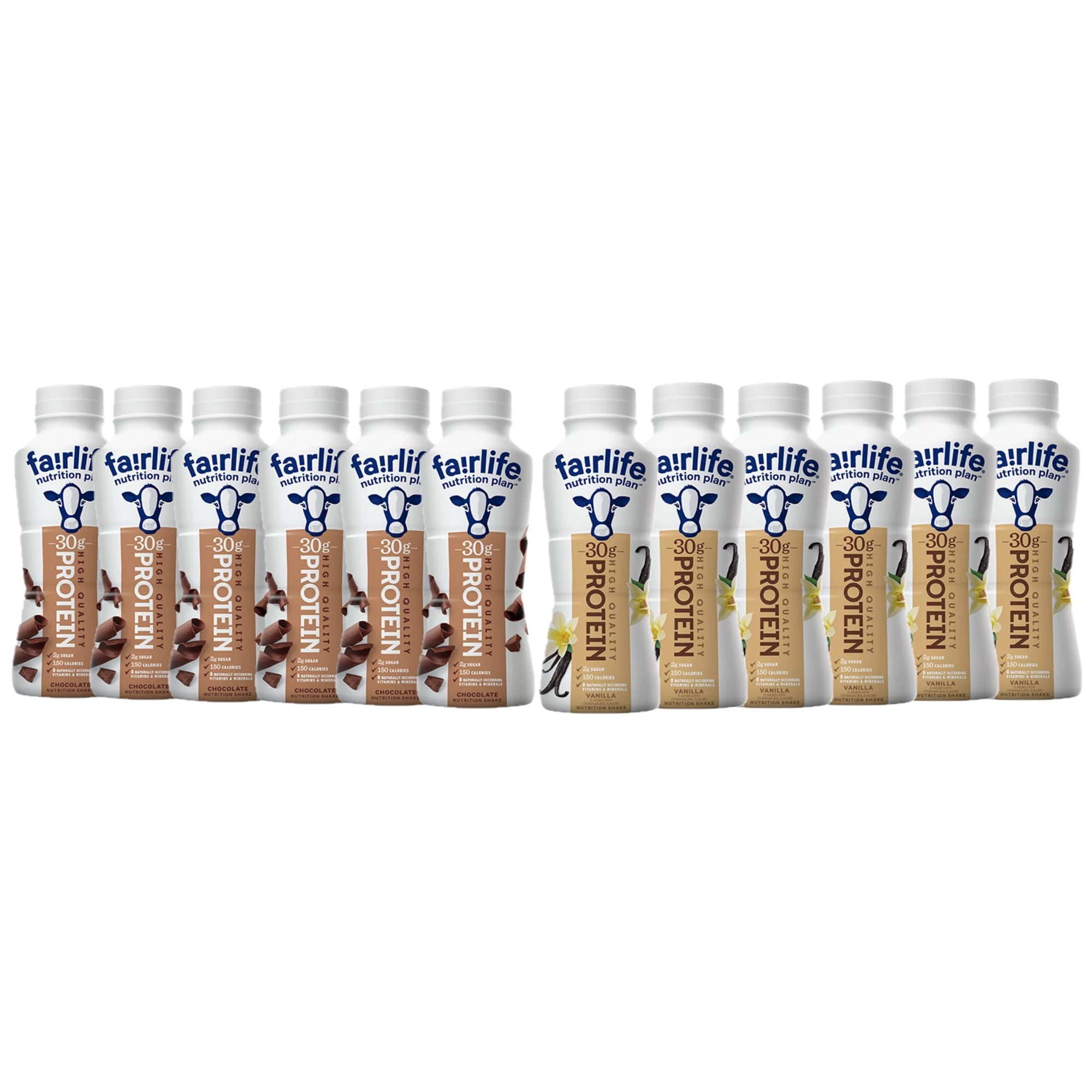 6 Chocolate + 6 Vanilla Fairlife Nutrition Plan High Protein Shakes