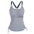thumbnail image 5 of DHFJKG Tankini Swimsuit For Women Tummy Control Two Piece Bathing Suit Drawstring Swimwear Striped Tank Top With Shorts Vacation Beachwear, 5 of 5