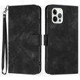 thumbnail image 1 of KAIYANG YX0040 Funda de teléfono con soporte para iPhone 13 Pro, funda de cuero PU con estampado de patrón anticaídas, estilo A, iPhone 13 Pro de 6,1 pulgadas, color negro, 1 of 5
