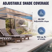 ALEKO 16 x 10 ft Red White Striped Motorized Retractable Patio Awning