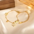 thumbnail image 6 of Heart Charm Bracelet for Women, 18k Gold Plated Stainless Steel Chain Bracelets with Shell Heart, Adjustable Womens Link Bracelet Jewelry Gifts, 6 of 7