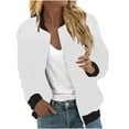 thumbnail image 2 of FDGIU Women's Lightweight Zip Up Jacket - Stand Collar Fall Outerwear with Sweatshirt Loose Fit, Casual Long Sleeve Coat, 2 of 7