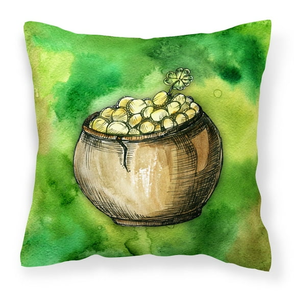 Carolines Treasures BB5769PW1414 Irish Pot of Gold Fabric Decorative Pillow, 14Hx14W, multicolor