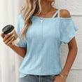 thumbnail image 3 of Annhoo Womens off Shoulder Tops Criss-Cross Casual Short Sleeve Tunics Summer Vacation Going out Blouses, 3 of 7