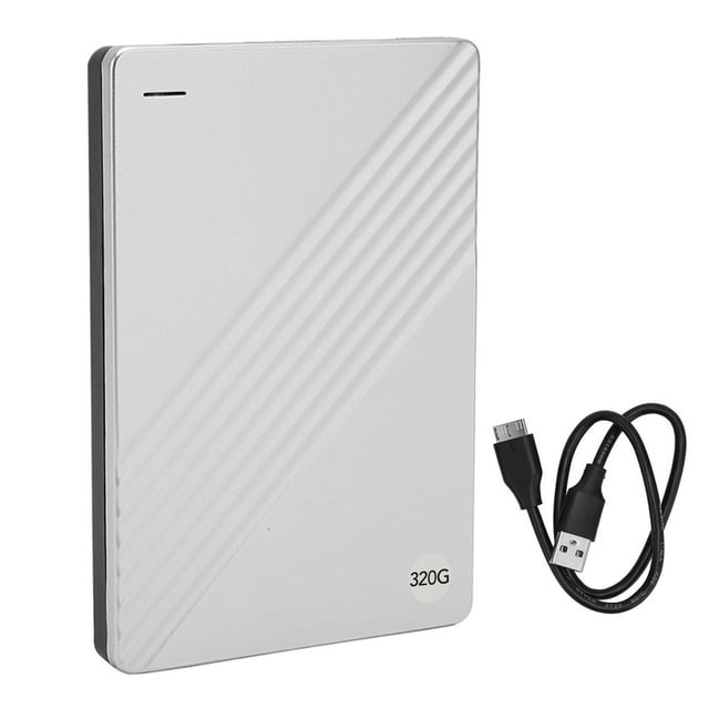 Disco duro externo ultrafino de 2,5 pulgadas, USB 3.0, aleación de aluminio, Plug and Play, para ordenador, TV, teléfono, color plateado, 320 GB