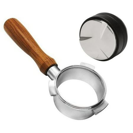 

54mm Coffee Bottomless Portafilter Accessories for with 2-In-1 Adjustable Height Coffee Tamper Press