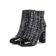 thumbnail image 5 of Women Tweed Cap Toe Chunky Heeled Booties 19269, 5 of 6