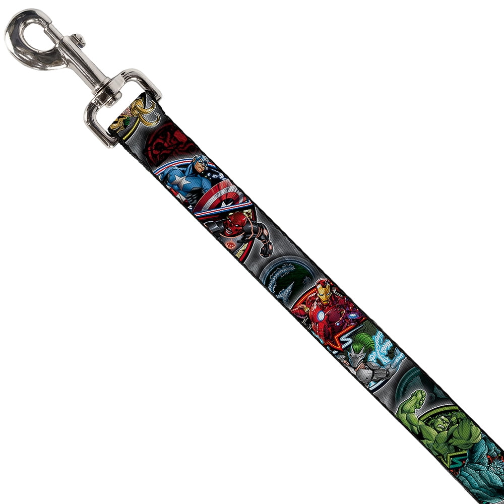 Marvel Comics Pet Leash, Dog Leash, Marvel Avengers Superhero Villain Poses, 4 Feet Long 1.0 Inch Wide