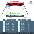 thumbnail image 2 of KNOX Universal 3 Bow Bimini Top Replacement Canvas, Bimini Top Canvas Only with Zip-On Storage Boot, 600D Marine Grade, Waterproof, Fadeproof Sun Shade Boat Canopy, No Frame, 67-72"W, Burgundy, 2 of 7