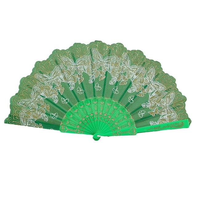 CSChome Bronzing Butterflies Folding Fan Bronzing Butterflies Folding Hand Fan: Elegant Tassel, Catwalks Dance Performance Props