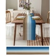 thumbnail image 6 of Ombre Blue Brown Wood Table Runners 120 Inches Long, Cotton Linen Fabric Table Runner Dresser Scarf, Gradient Country Rustic Grain Tablerunner for Party/Kitchen/Dinner/Wedding Decor 13''x120'', 6 of 7