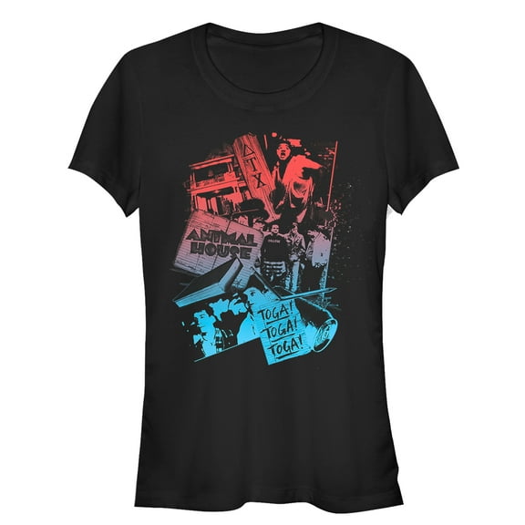 Junior's Animal House College Montage  Graphic Tee Black Medium