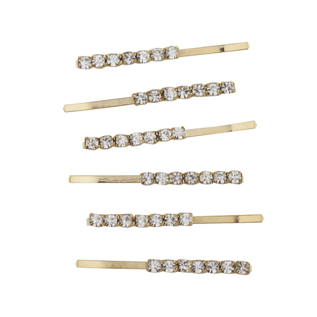 Austrian Crystal Dragonfly Pin - Lux Accessories Gold Tone Rhinestone Crystal Metal Bobby Pin Hair Clip Set 6pcs