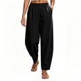 thumbnail image 5 of Women's Tapered Pants, Mid Rise Casual Pants with Elastic Waist & Side Pockets, Work Travel Running Outdoor Wear | VerBelle,Black L, 5 of 8