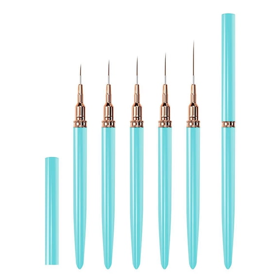 Nail Art Liner Brush Set, 5PCS Fine Detail Painting Tools for Gel Polish, 7-25mm Long Lines Drawing