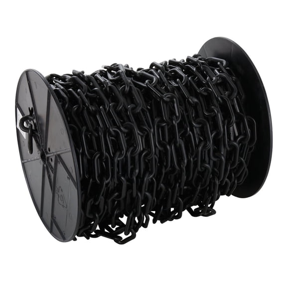 Mr. Chain Plastic Barrier Chain Reel, Black, 2-Inch Link Diameter, 125-Foot Length 50103 — Residential Use, Standard Application
