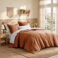 thumbnail image 3 of Regency Heights Queen Size Comforter Set, 7-Piece Reversible Bed in a Bag with Sheets, Burnt Orange, 3 of 10