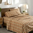 thumbnail image 3 of Bare Home Luxury 100% Cotton Flannel Twin-XL Sheet Set, Deep Pocket, 3-Piece, Red Lodge Plaid, 3 of 10