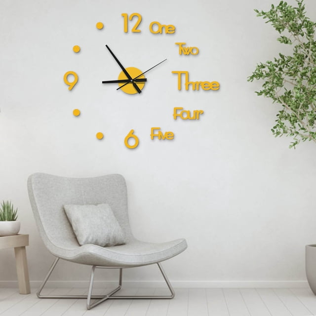Xihbxyly Juego de Pegatinas para Reloj de Pared Grande, Reloj de Espejo Acrílico Diy, Metal y Eva, Decoración para El Hogar y La Oficina, Kit de Reparación para Reloj Roto, Diseño Circular, 50 Cm de