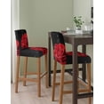 thumbnail image 2 of Red Rose Bar Stool Covers Set of 4, Abstract Spring Flowers Vintage Black Stretch Washable Bar Chair Covers with Backs, Removable Pub Counter Height Chair Cover for Kitchen Dining Room Cafe, 2 of 7