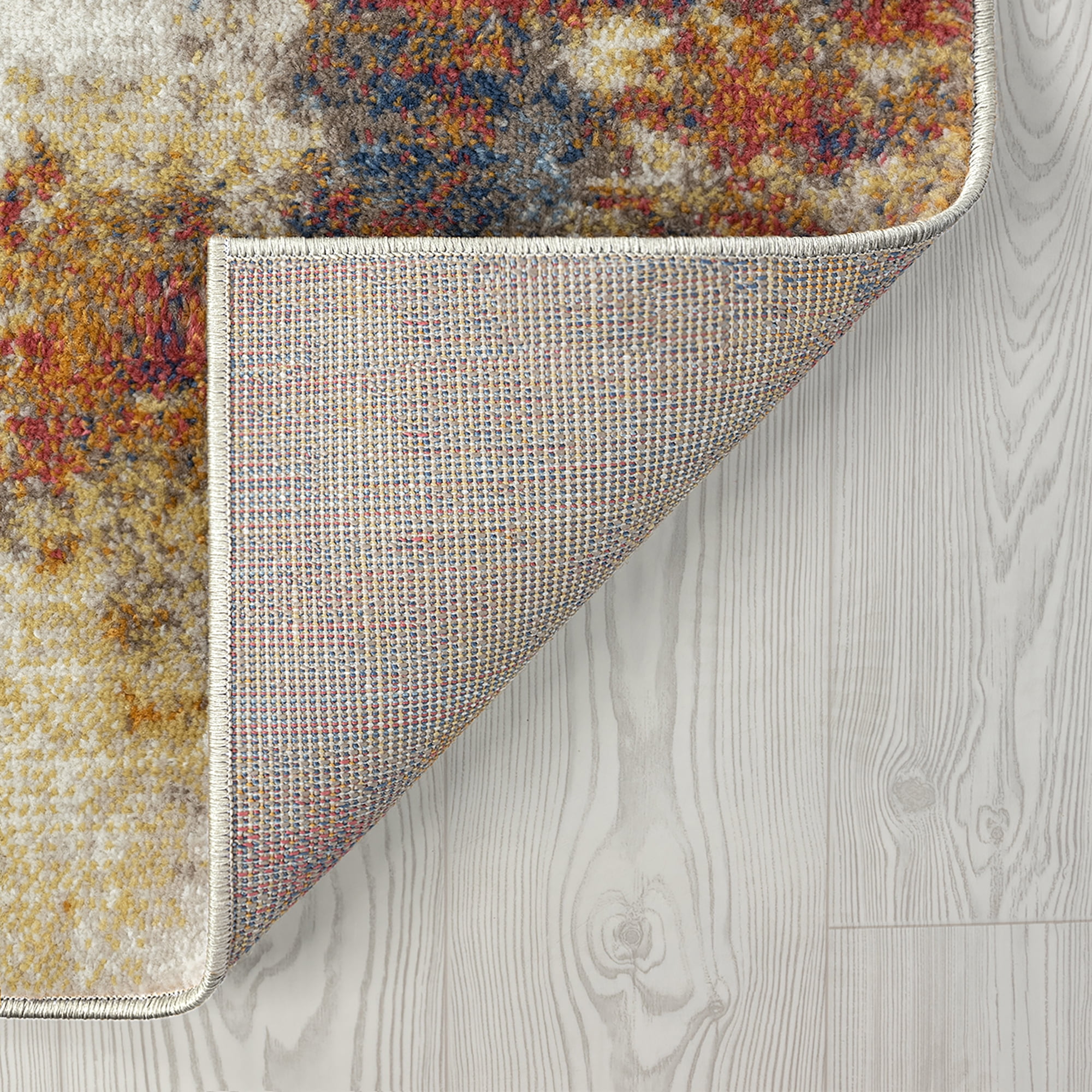 Chelsea Contemporary Abstract 6'7'' x 9'3'' Multi and Blue Polypropylene Indoor Area Rug, 6.7' x 9'