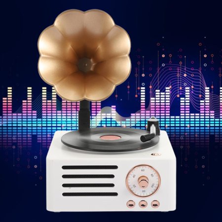 Retro Mini Phonograph Wireless Bluetooth Music Player Trumpet Shaped ...