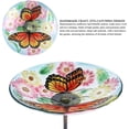 thumbnail image 3 of Glass Birdbath Bird Bath for Outdoors Birdfeeders with Metal Stake for Garden Decor Butterfly Pattern, 3 of 6